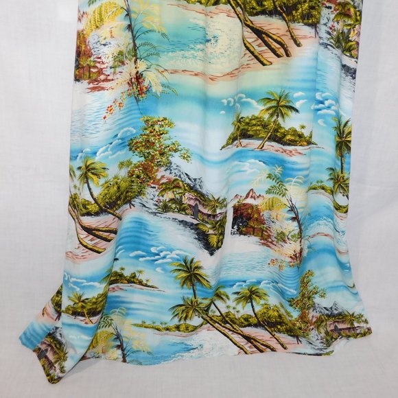 Puanani RJC Hawaii Womens L Rayon Hawaiian Dress MuuMuu Island Ocean Print Blue - Picture 5 of 11